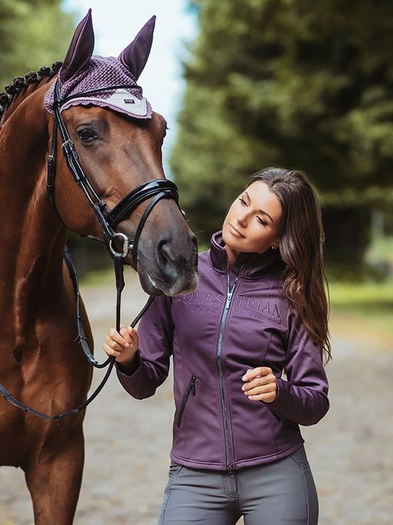 purple softshell jacket equestrian embroidered