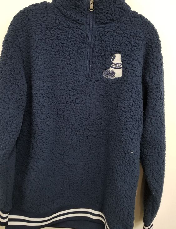 navy blue custom embroidered fleece jacket