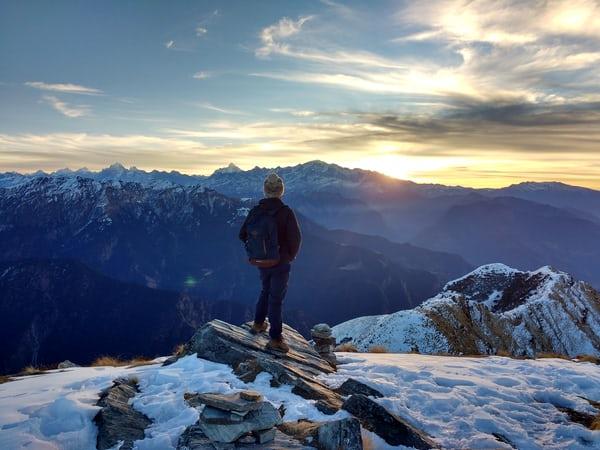 Man on a snowy mountain