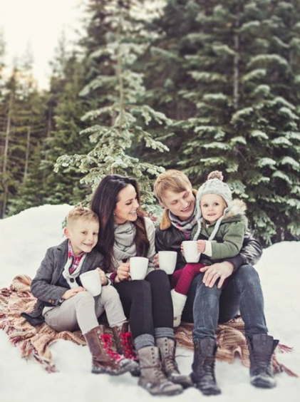 Warm Gray and Black Outfits family photo shoot